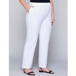 Allison Daley Plus Feathertouch Straight Pull-On Pants Women White 22W R
